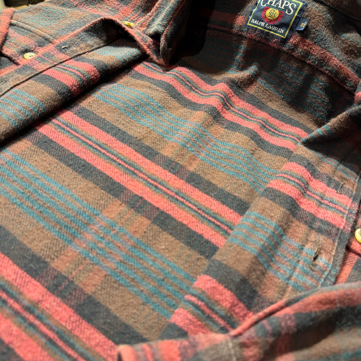 CHAPS ネルシャツ 生地アップ