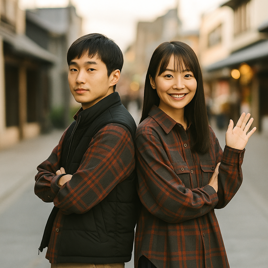 男女比較 CHAPS ネルシャツ 着用