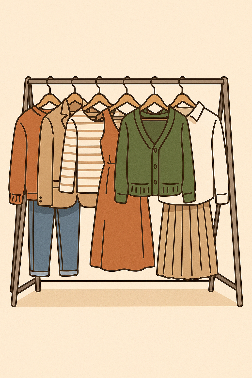 お気に入りの服が並んだラックのイメージ