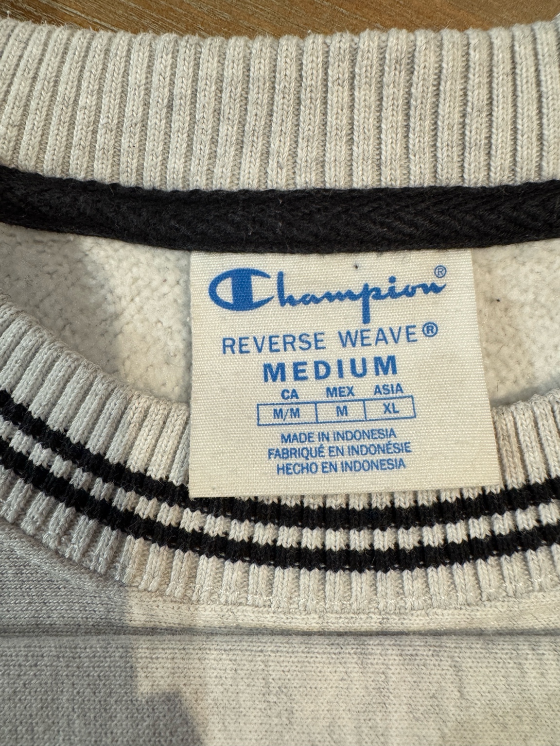 Champion Reverse Weave インドネシア製タグ