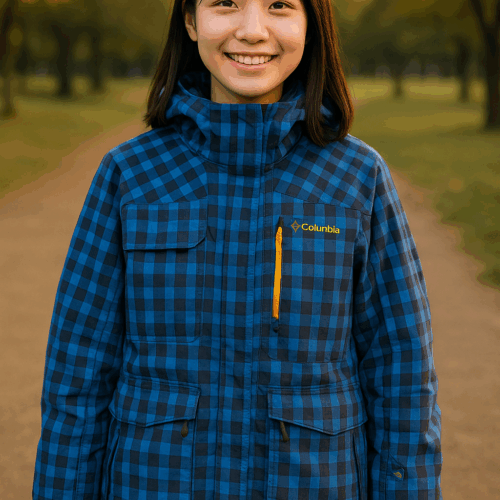 Columbia Titanium】ブルーチェックが映える OMNI-HEAT ジャケット