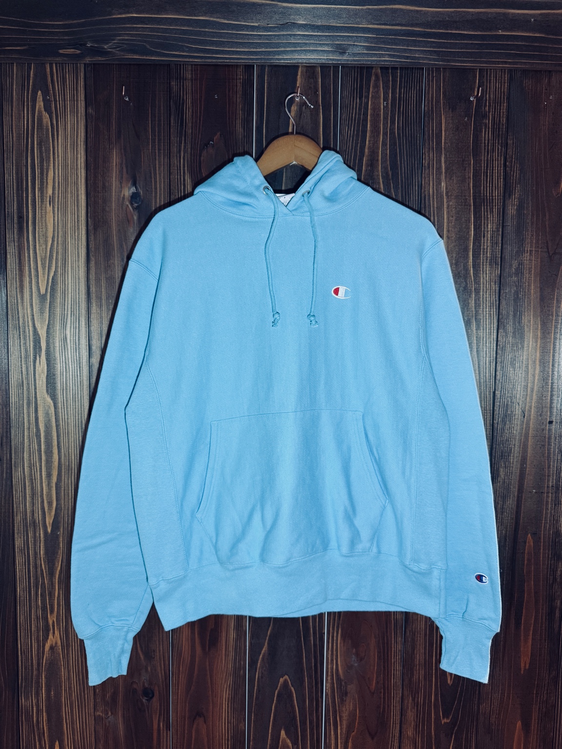 Champion リバースウィーブ パーカー（ライトブルー）正面全体