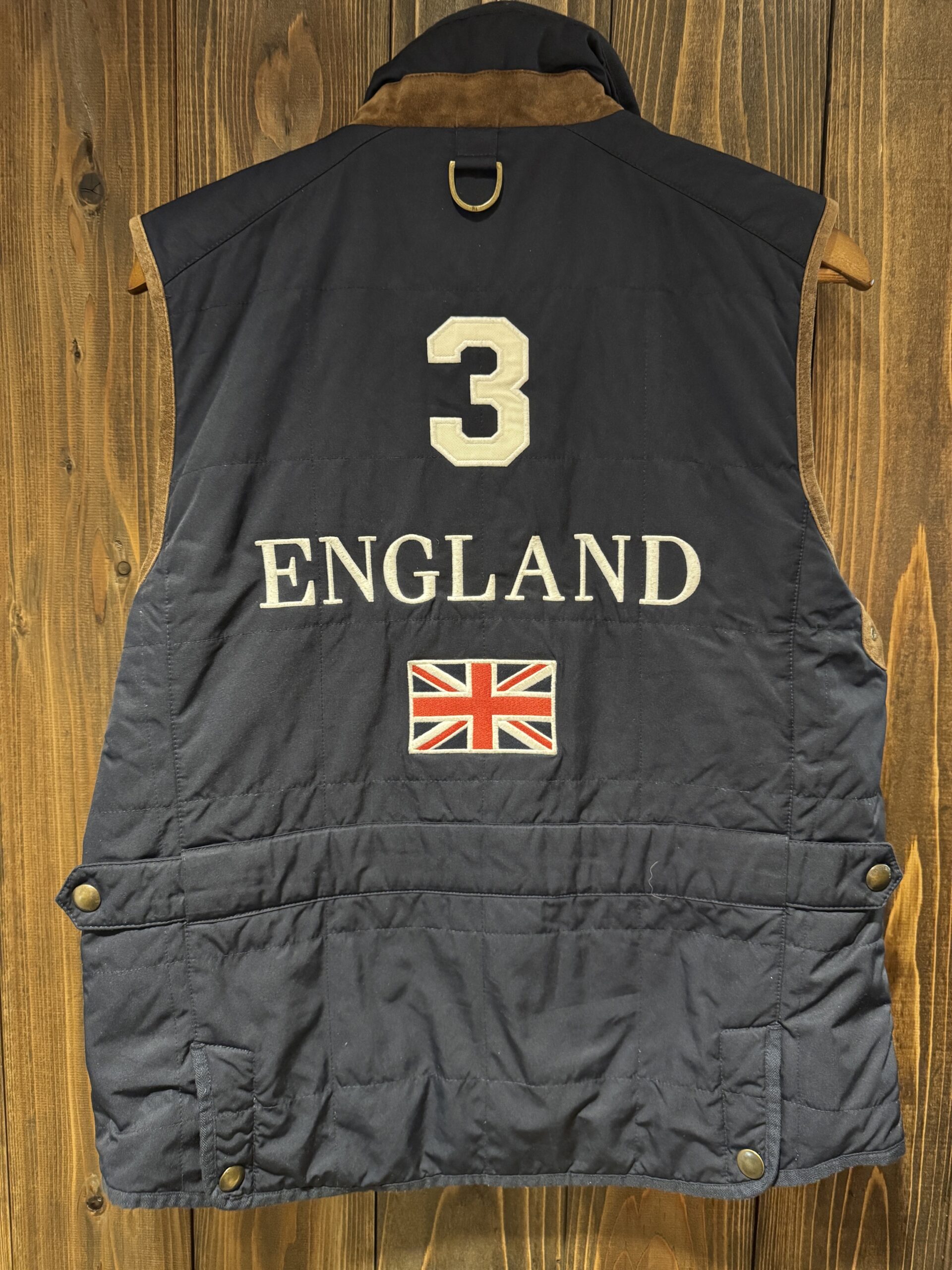 Polo by Ralph Lauren ネイビー 中綿ベスト バック ENGLAND 刺繍
