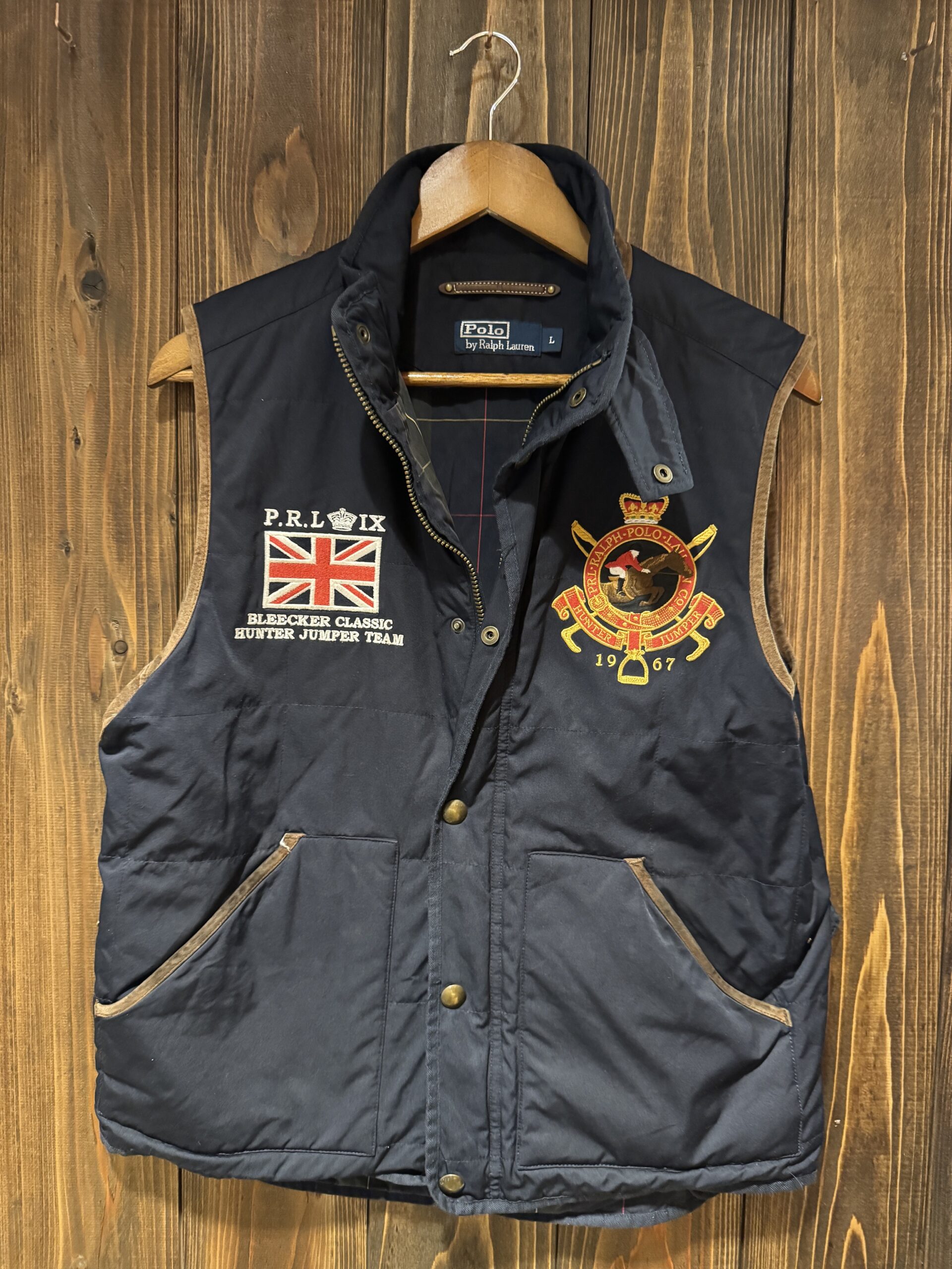 Polo by Ralph Lauren ネイビー 中綿ベスト フロント 刺繍ワッペン