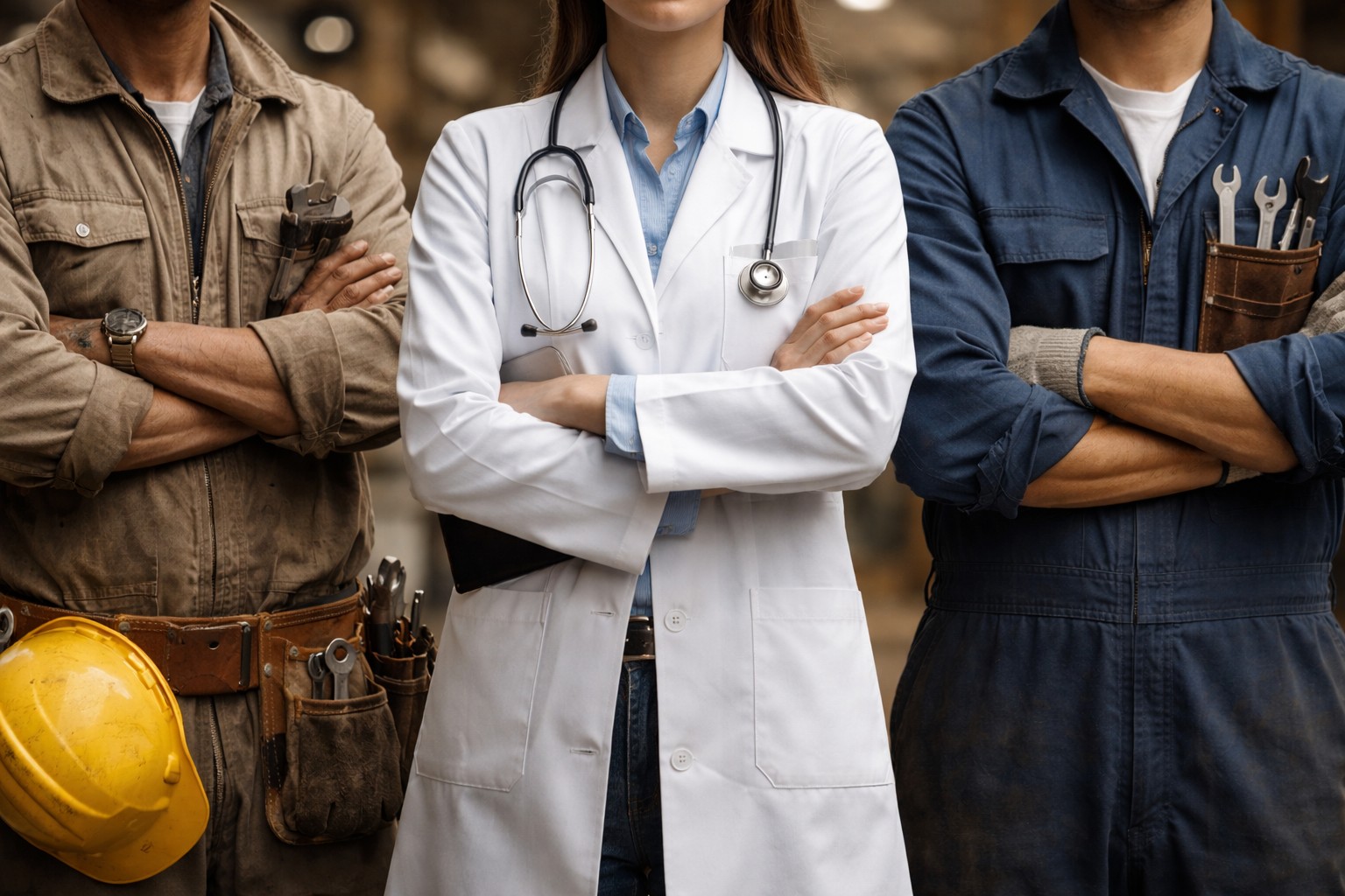 制服や作業着のように“役割”が一目でわかる服装のイメージ写真。