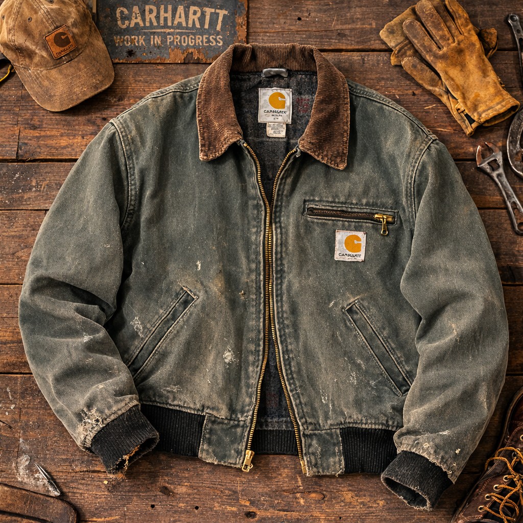 Carhartt J97デトロイトジャケットの全体像。ショート丈とコーデュロイ襟が特徴のヴィンテージワークジャケット。