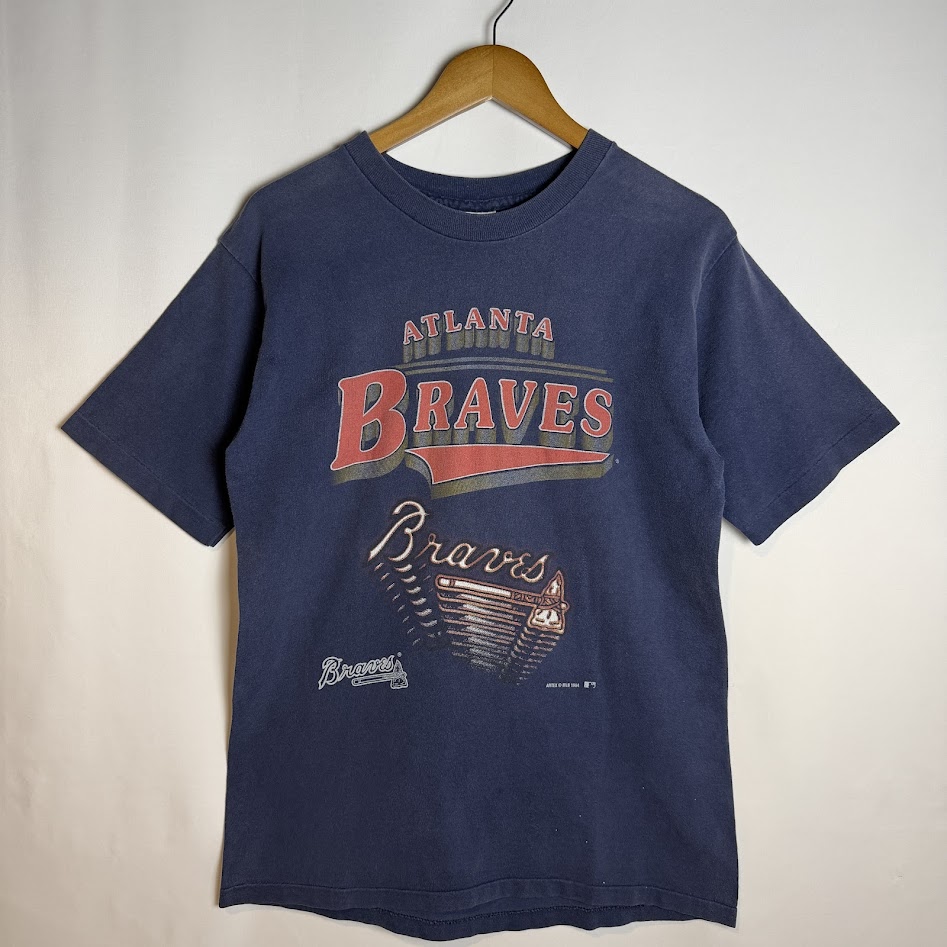1994年製 Atlanta Braves Tシャツ フェードしたネイビーボディ