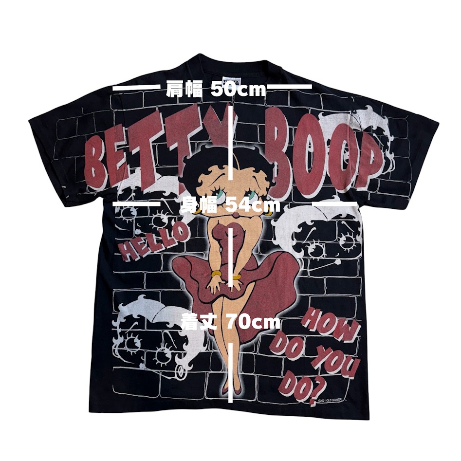 Betty Boop Tシャツ 採寸 肩幅50cm 身幅54cm 着丈70cm