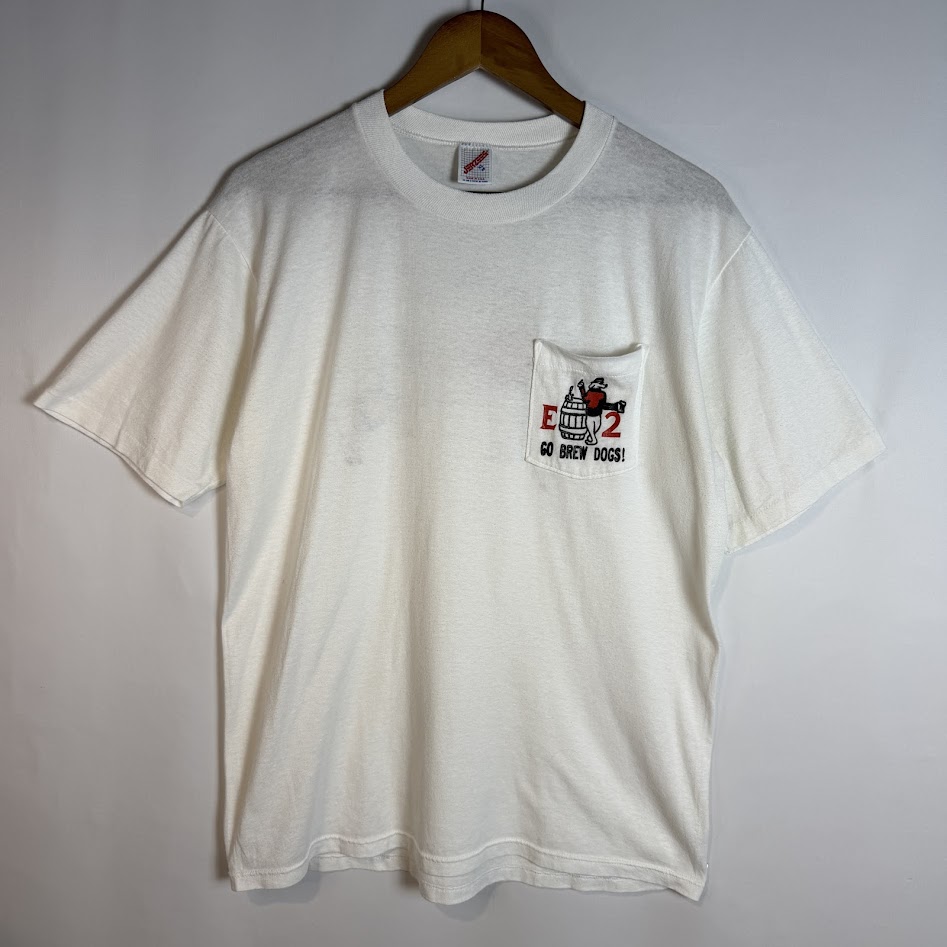 90年代 USA製 JERZEES E2 GO BREW DOGS! ポケットTシャツの正面