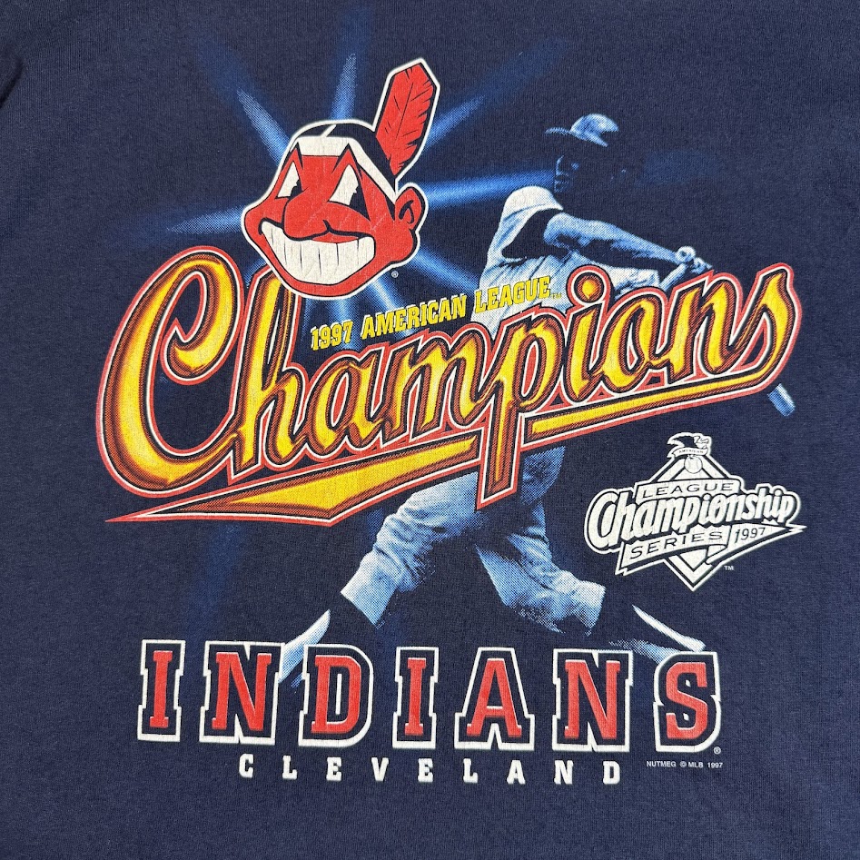 1997 American League Champions Cleveland Indians Tシャツのフロントプリント