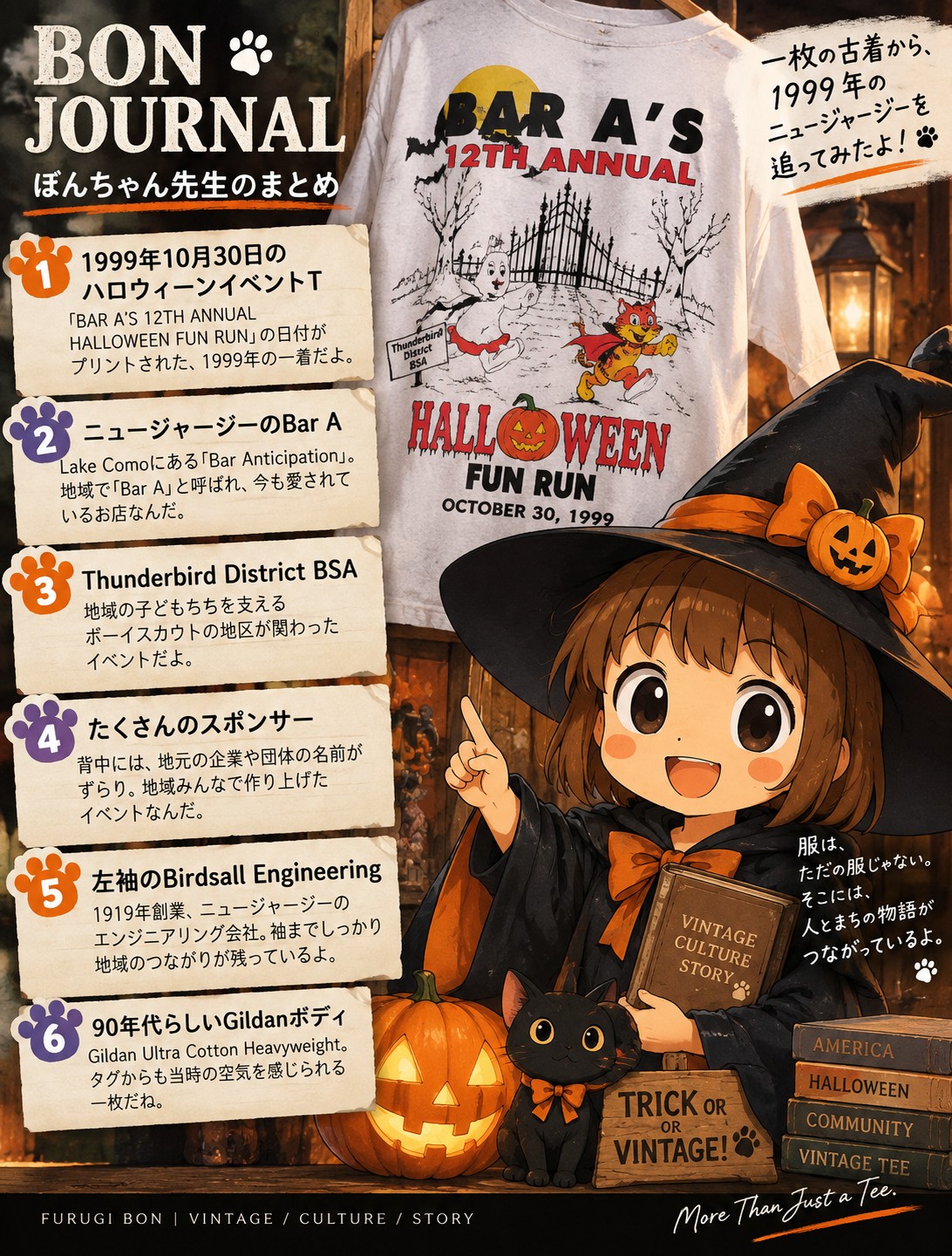 1999 BAR A'S Halloween Fun Runを解説するハロウィーン姿のぼんちゃん先生