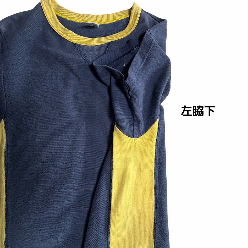 Champion REVERSE WEAVE T-SHIRT 左脇下の黄色いサイドパネル
