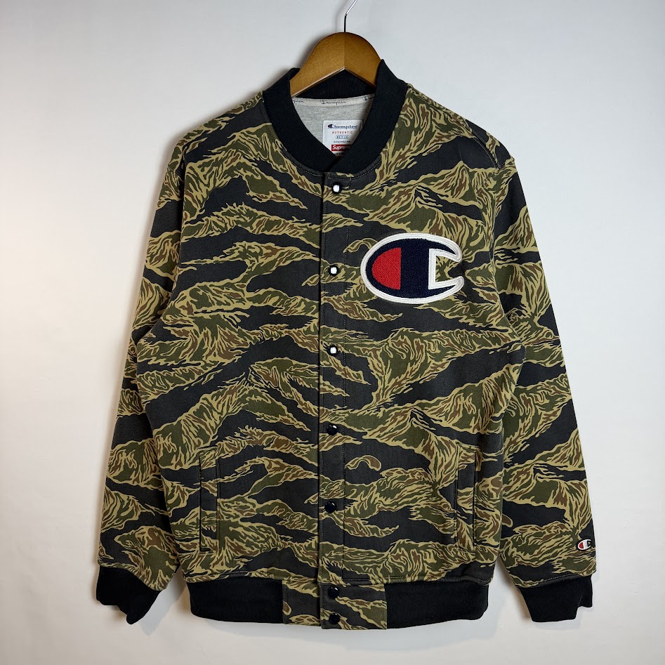 2015年 Supreme × Champion タイガーカモ スナップフロントスウェット 正面