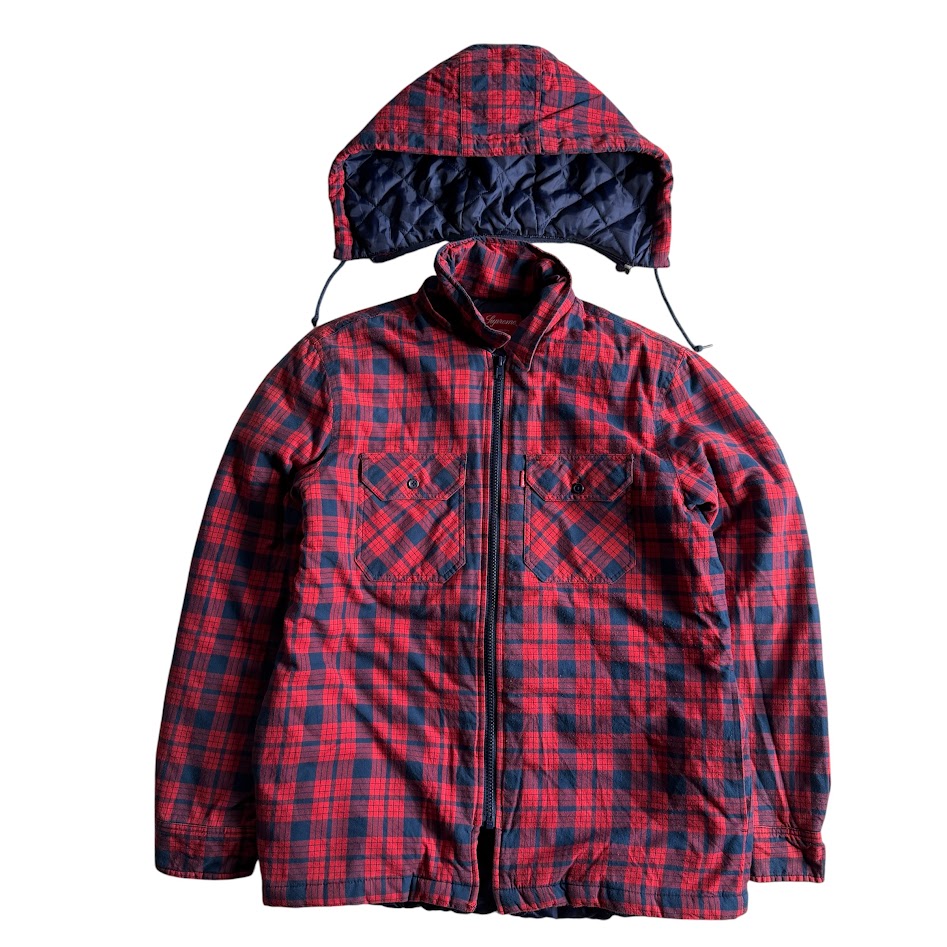 フードを取り外したSupremeチェックジャケットの正面